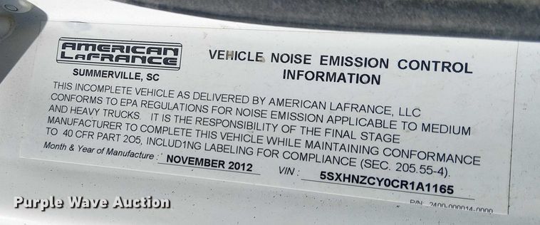 image for item EE5119 2012 Condor American LaFrance  road marking removal truck