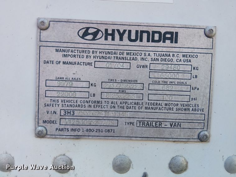 image for item EE5170 2004 Hyundai Translead dry van trailer
