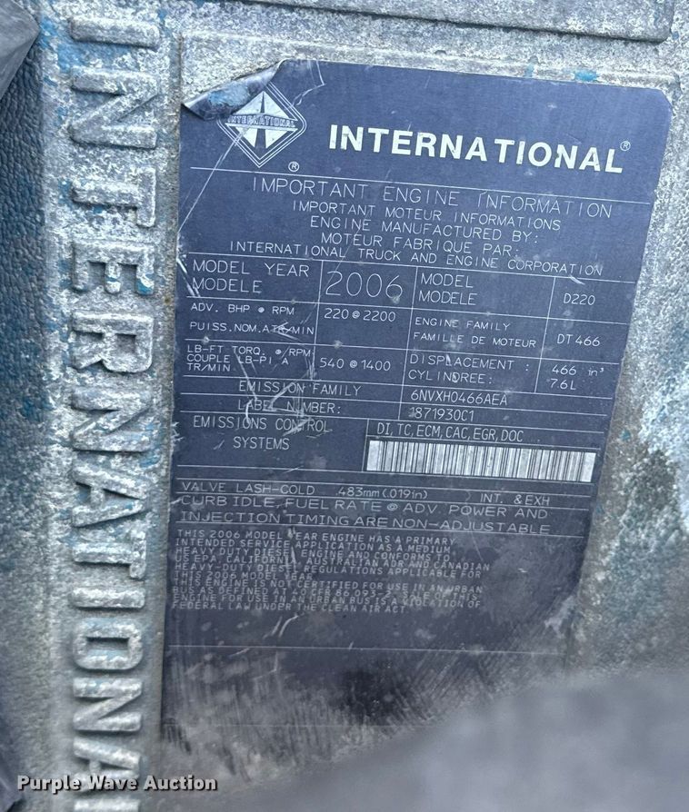 image for item EF2303 2007 International 4300 box truck