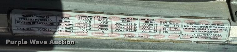 image for item EN0304 2013 Peterbilt 386 