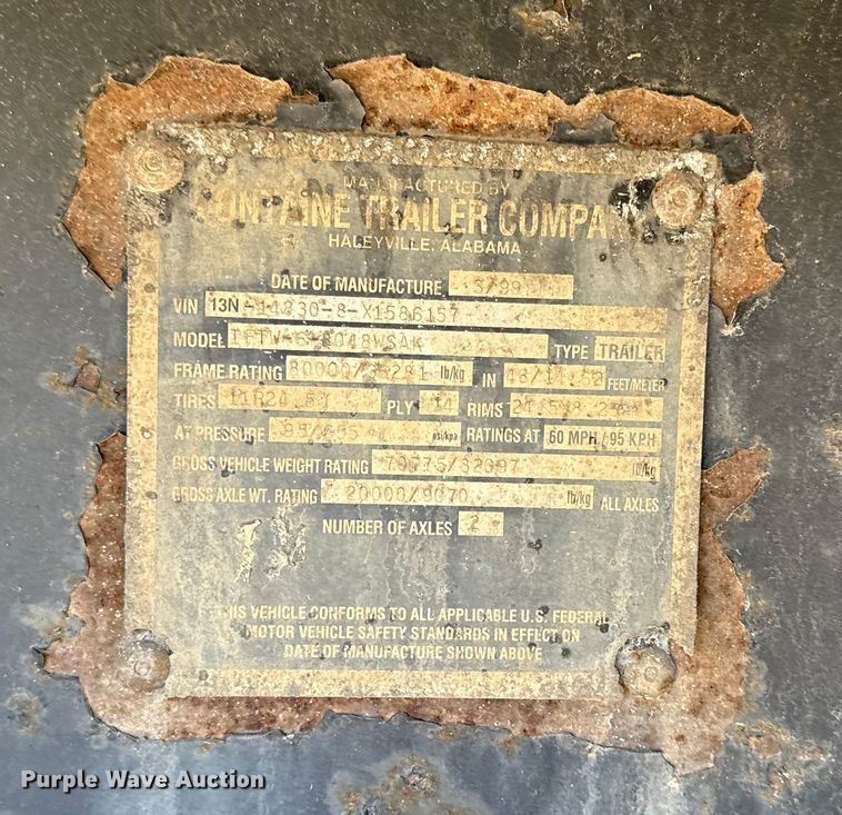 image for item EN0305 1999 Fontaine IPTW-6-8048WSAK flatbed trailer