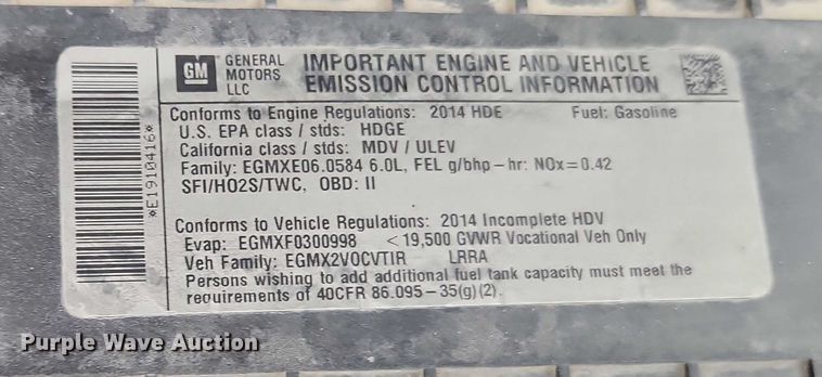 image for item EO7007 2014 GMC Savana 3500 box truck