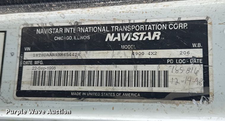 image for item ER0407 1999 International 4900 sewer jetter truck