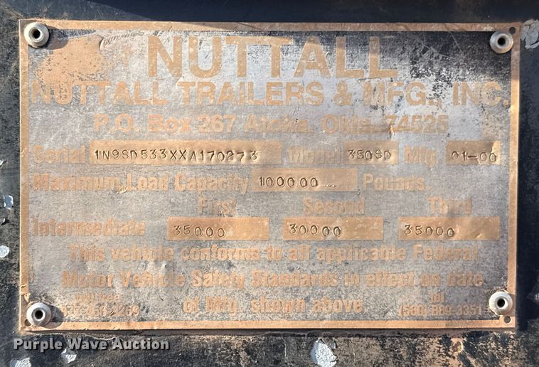 image for item ES5824 2000 Nuttall 350SD drop deck equipment trailer