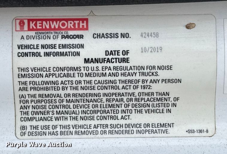 image for item ES5831 2020 Kenworth T880 roll-off container truck