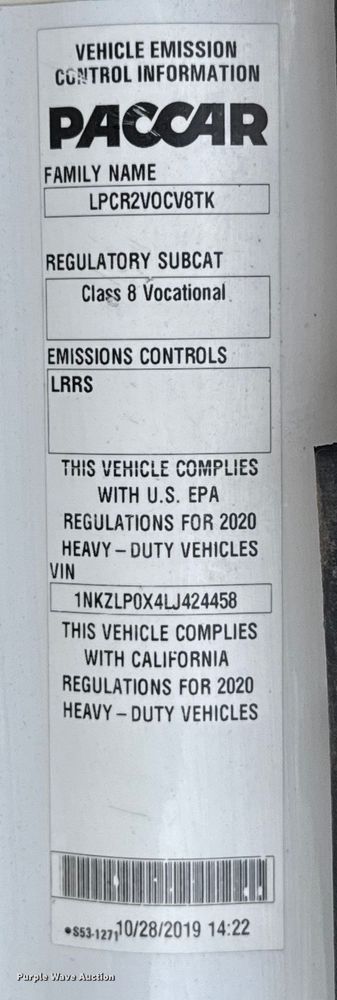 image for item ES5831 2020 Kenworth T880 roll-off container truck