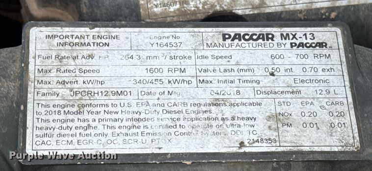 image for item ES5834 2019 Kenworth T880 roll-off container truck