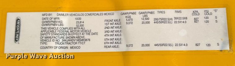 image for item ES5864 2021 Freightliner Cascadia 126 semi truck