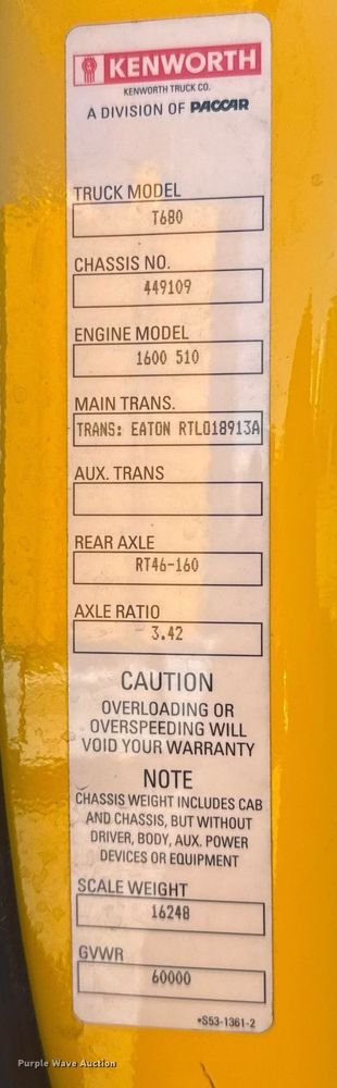 image for item ES5866 2021 Kenworth T680 semi truck