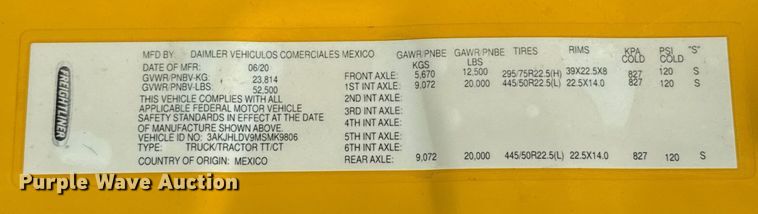 image for item ES5869 2021 Freightliner Cascadia 126 semi truck