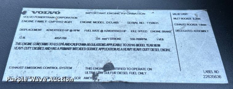 image for item ET6991 2017 Volvo  VNL semi truck