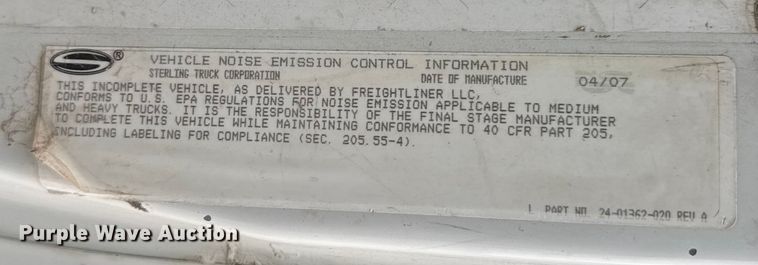 image for item FB0809 2007 Sterling L-Line flatbed truck