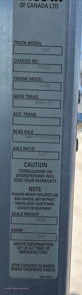 image for item FB3508 2001 Kenworth T300 truck cab and chassis