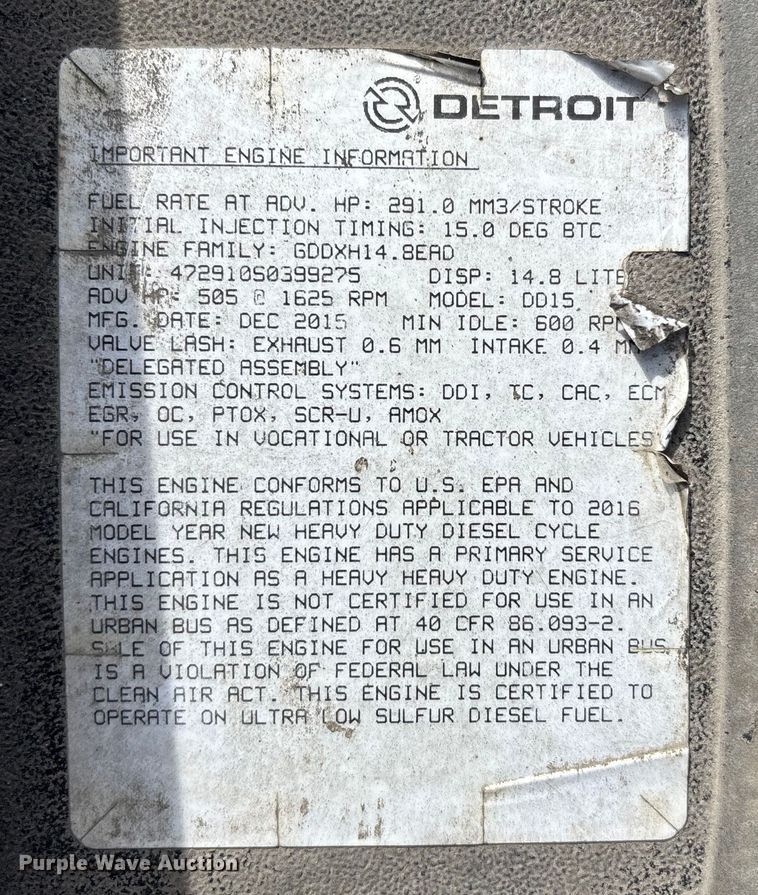 image for item FB3509 2017 Freightliner Cascadia semi truck