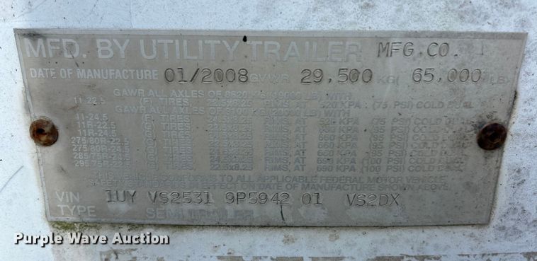 image for item FC5052 2009 Utility VS2DX dry van trailer