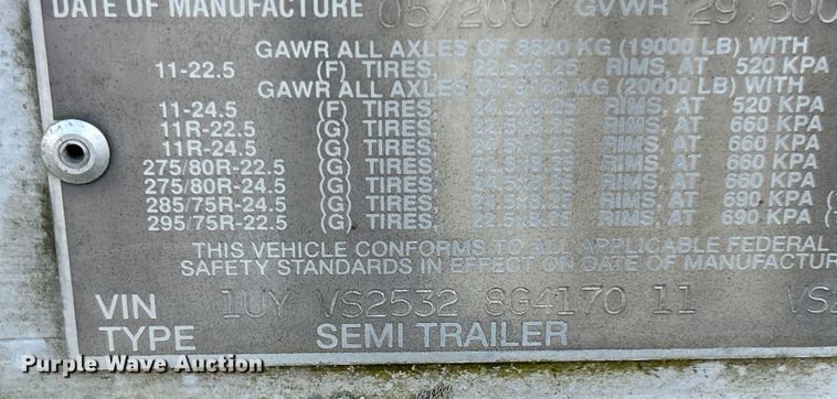 image for item FC5053 2008 Utility VS2DX dry van trailer