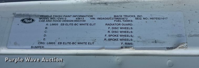 image for item FK1603 2007 Mack Cv ready mix truck