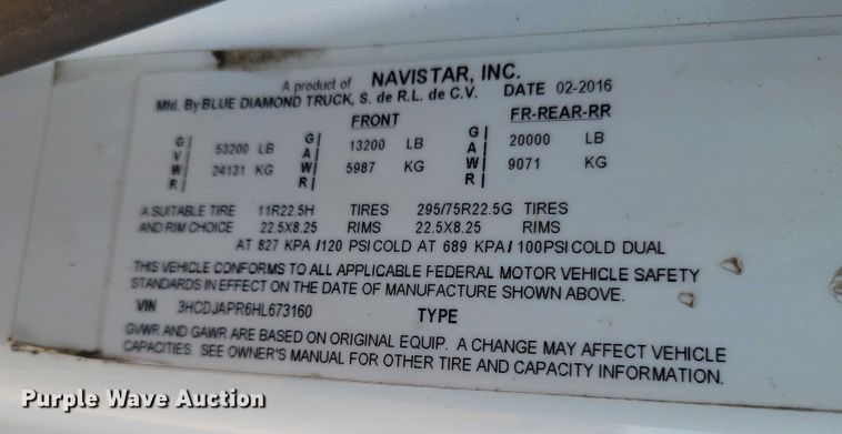 image for item NK9795 2017 International  Prostar semi truck