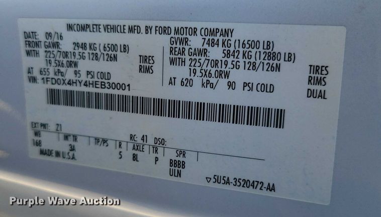 image for item NK9796 2017 Ford F450 Super Duty Ext. Cab utility / service truck