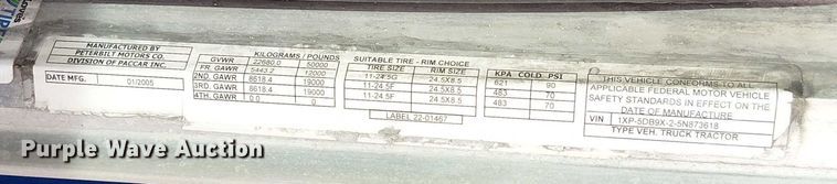 image for item OJ9946 2005 Peterbilt 379 semi truck