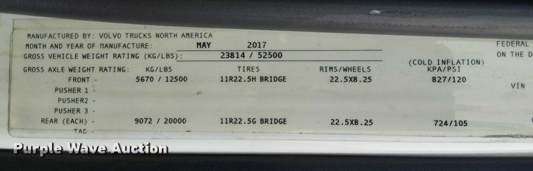 image for item YA1374 2018 Volvo VN semi truck