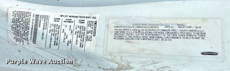 image for item YA1384 2019 Freightliner Business Class M2 box truck