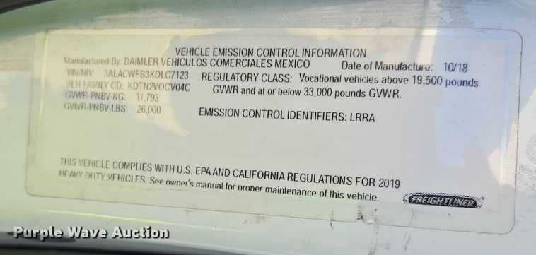 image for item YA1472 2019 Freightliner Business Class M2  box truck