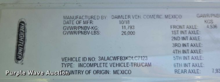 image for item YA1472 2019 Freightliner Business Class M2  box truck