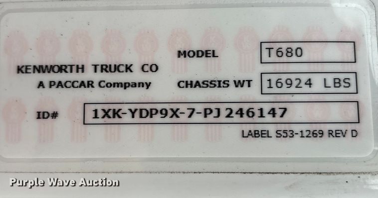 image for item YA1509 2023 Kenworth T680 semi truck