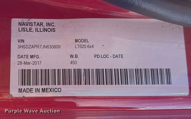 image for item YA1689 2018 International LT625 semi truck