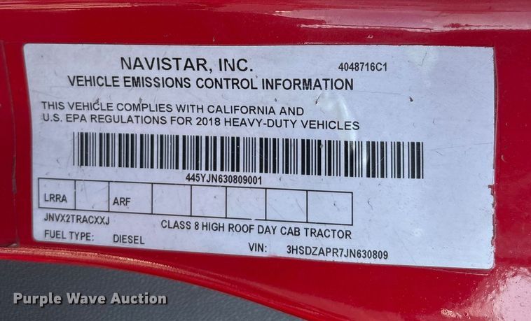 image for item YA1689 2018 International LT625 semi truck