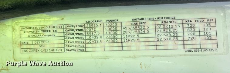 image for item YA1852 2025 Kenworth T880 hydrovac truck