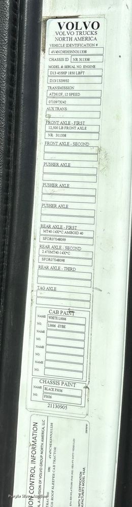 image for item YA1955 2022 Volvo VNL semi truck