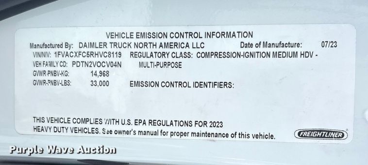 image for item YA2019 2024 Freightliner Business Class M2 box truck