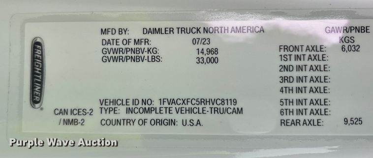 image for item YA2019 2024 Freightliner Business Class M2 box truck