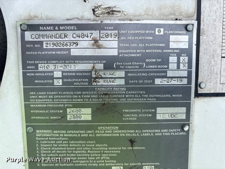 image for item YA2173 2019 International 7300 digger derrick truck