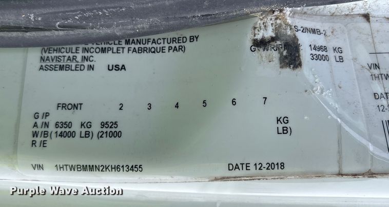 image for item YA2173 2019 International 7300 digger derrick truck