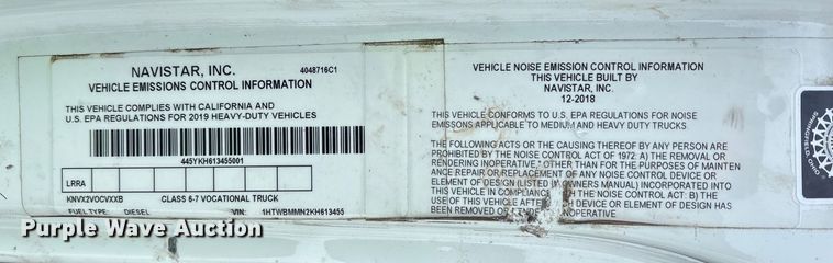 image for item YA2173 2019 International 7300 digger derrick truck