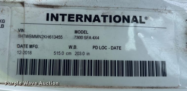 image for item YA2173 2019 International 7300 digger derrick truck