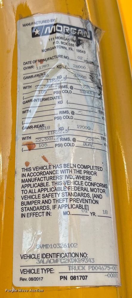 image for item YA2245 2019 Freightliner Business Class M2 box truck