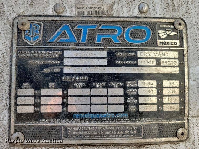 image for item YA2252 2023 Atro dry van trailer