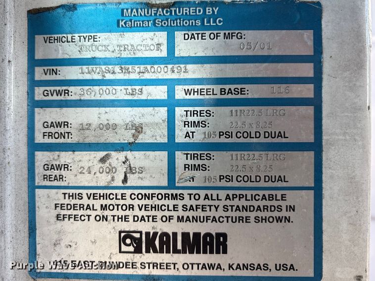 image for item YA2523 2001 Kalmar Ottawa yard truck