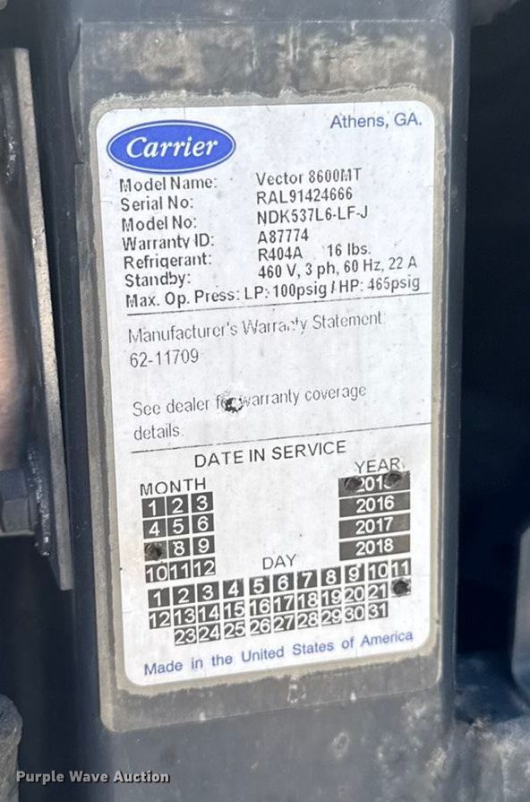 image for item YA2532 2016 Utility refrigerated van trailer