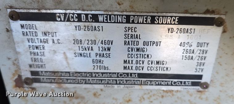 image for item DZ3867 1999 Panasonic Gunslinger 260ASI welder