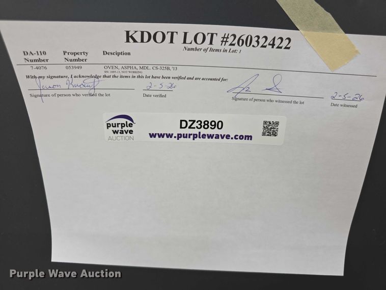 image for item DZ3890 Alpha CS-325B oven