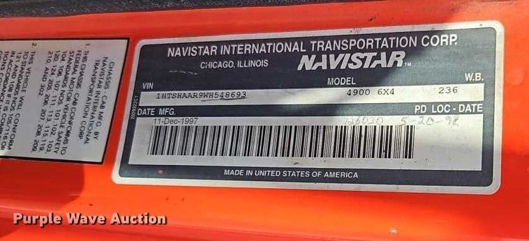 image for item DZ4301 1998 International F4900 digger derrick truck