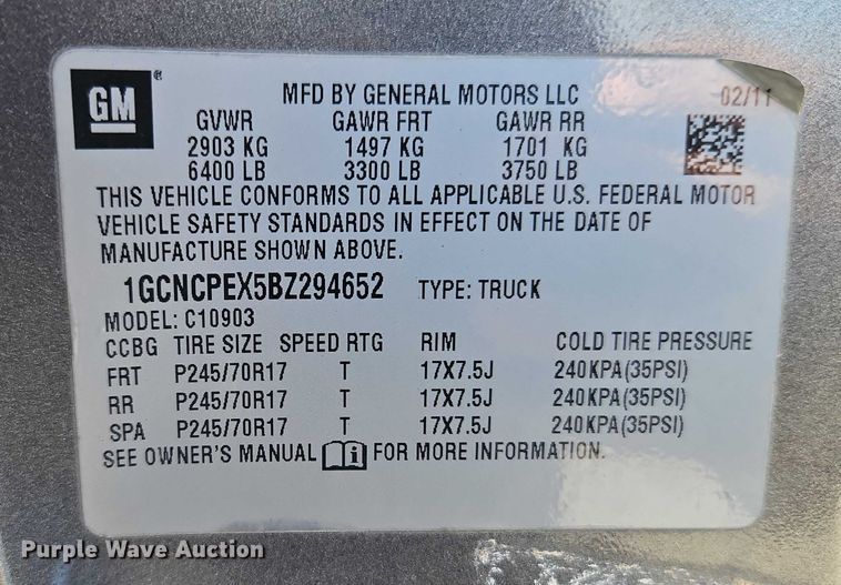 image for item DZ4305 2011 Chevrolet Silverado 1500 pickup truck