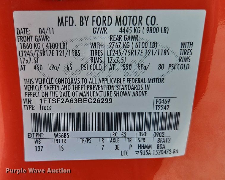 image for item DZ4306 2011 Ford F250 Super Duty utility bed pickup truck