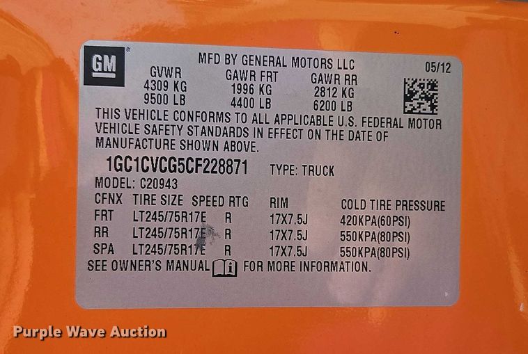 image for item DZ4307 2012 Chevrolet Silverado 2500HD Crew Cab utility bed pickup truck