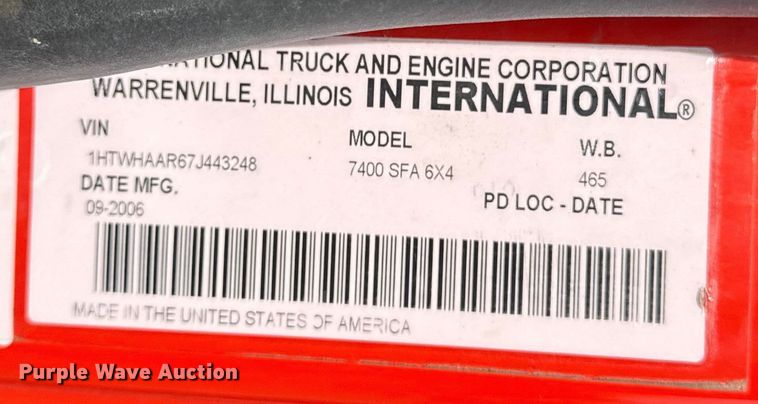 image for item DZ4317 2007 International 7400 dump truck